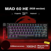MADLIONS MAD 60 HE RGB 60% interruptor magnético com fio teclado mecânico para jogos com acionamento ajustável, modo de disparo rápido, iluminação RGB de 16 milhões de cores, para PC/Mac Gamer